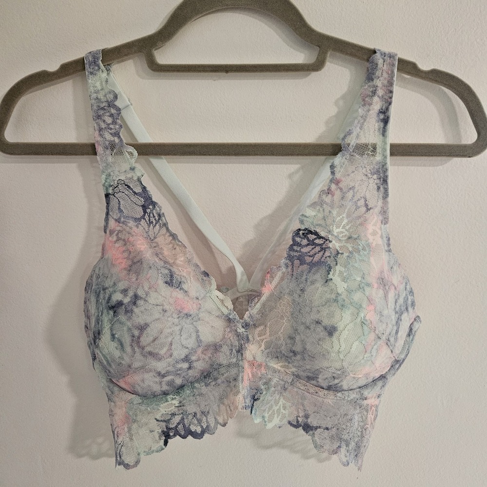 Victoria's Secret Bralette Bra Tie Dye Lightly Lined Lace Pastel Colors Sz M